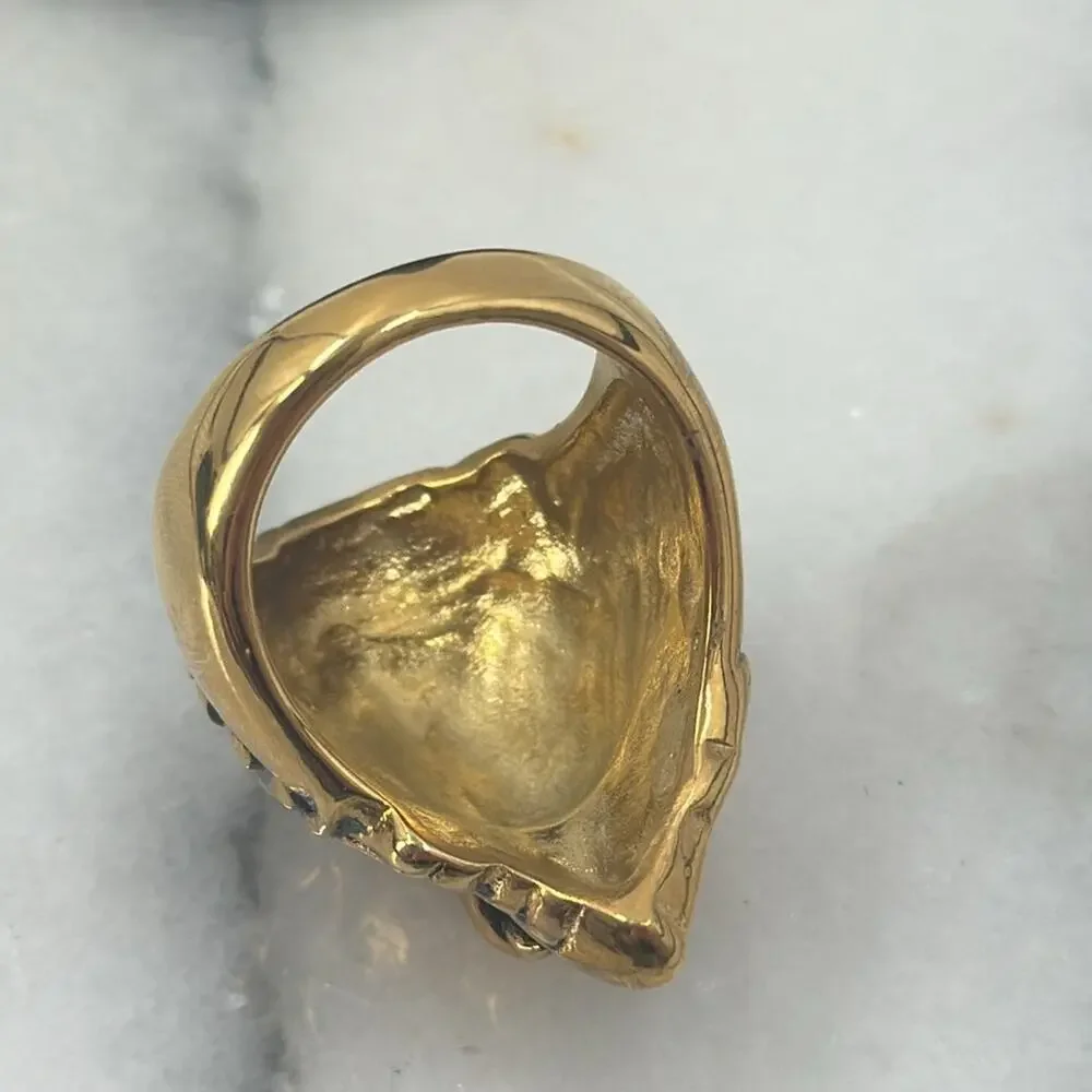 NWOT Zodiac Leo gold plated over stainless steel statement ring size 10.5